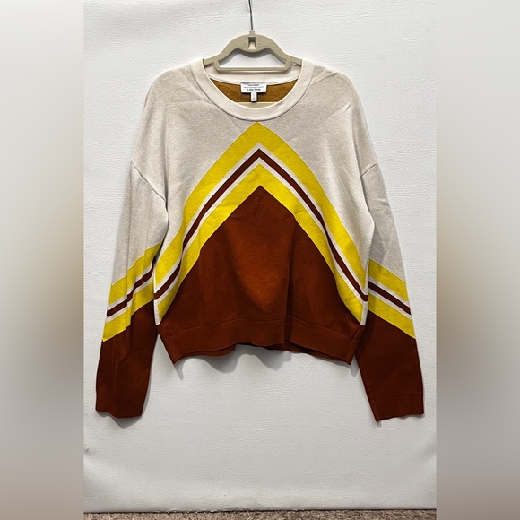 & Other Stories White Yellow Brown Varsity Knit Sweater Large - Picture 3 of 11